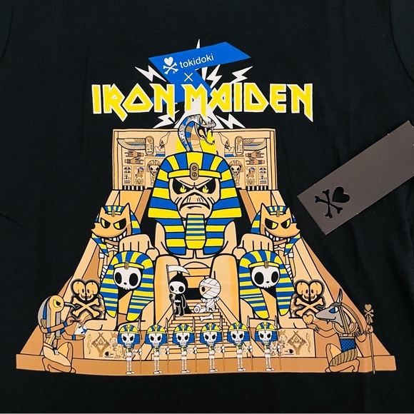 Iron Maiden Tokidoki Women’s Black Shirt Adios Egyptian Pyramid Tee Top Rare NWT - Picture 3 of 5